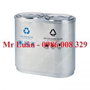 Thùng rác nắp lật phân loại 2 ngăn 01