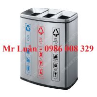 Thùng rác inox phân loại 3 ngăn 05