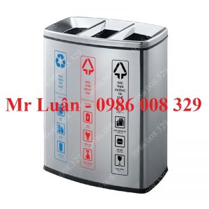 Thùng rác inox phân loại 3 ngăn 05