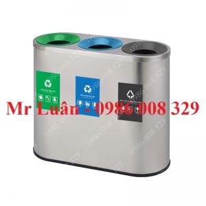 Thùng rác inox phân loại 3 ngăn 04