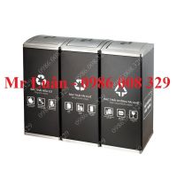 Thùng rác inox phân loại 3 ngăn 03