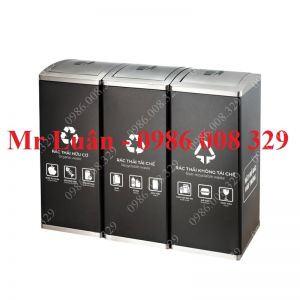 Thùng rác inox phân loại 3 ngăn 03