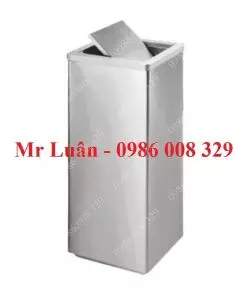 Thùng rác inox vuông nắp lật xoay