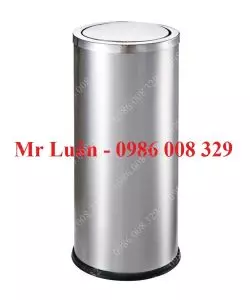 Thùng rác inox tròn nắp lật 25x61