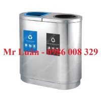 Thùng rác inox phân loại 2 ngăn 03