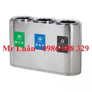 Thùng rác inox phân loại 3 ngăn 03