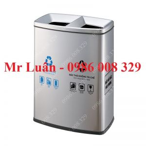 Thùng rác inox phân loại 2 ngăn 01