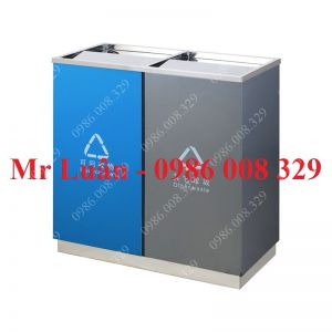 Thùng rác inox 2 ngăn có nắp lật