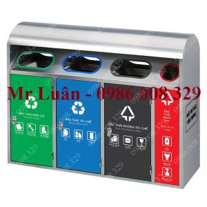 Thùng rác inox 4 ngăn