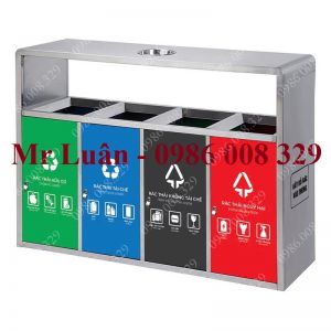 Thùng rác inox 4 ngăn gạt tàn