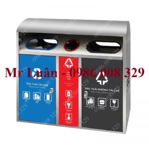 Thùng rác inox 3 ngăn 01
