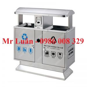 Thùng rác inox 2 ngăn ngoài trời 04