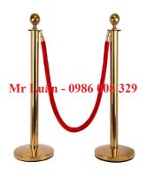 Cột chắn inox vàng dây nhung đỏ