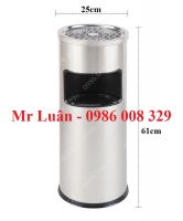 Thùng rác inox tròn gạt tàn 25x61