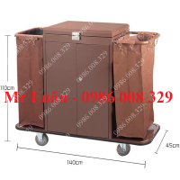 Xe dọn phòng khách sạn thép sơn nâu G-001