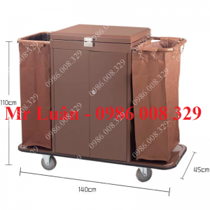 Xe dọn phòng khách sạn thép sơn nâu G-001