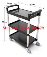 Xe đẩy nhựa đen 3 tầng size trung