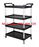 Xe đẩy phục vụ nhựa đen 4 tầng