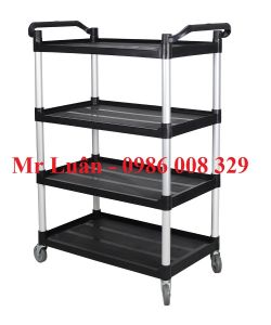 Xe đẩy phục vụ nhựa đen 4 tầng