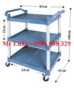 Xe đẩy nhựa xám 3 tầng size nhỏ