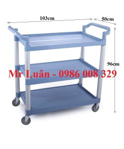Xe đẩy nhựa xám 3 tầng size trung