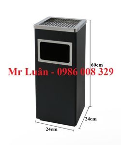 Thùng rác gạt tàn vuông màu đen