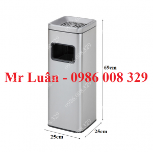 Thùng rác inox vuông gạt tàn 