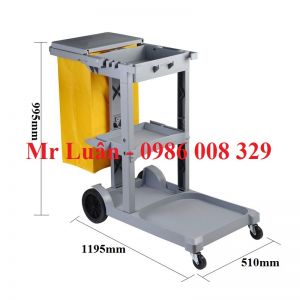 Xe dọn vệ sinh nhựa xám có túi treo