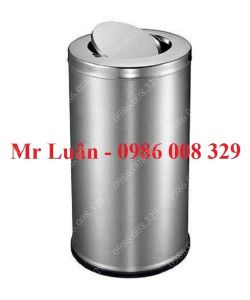 Thùng rác inox tròn nắp lật 48x83