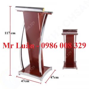 Bục phát biểu inox màu gỗ đỏ