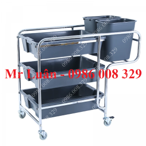 Xe dọn bàn ăn 3 tầng khung inox 110