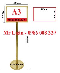 Biển chỉ dẫn inox vàng 2 mặt A3