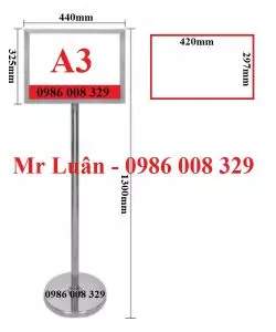 Bảng thông báo inox đứng 2 mặt A3