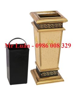 Thùng rác sảnh khách sạn da vàng