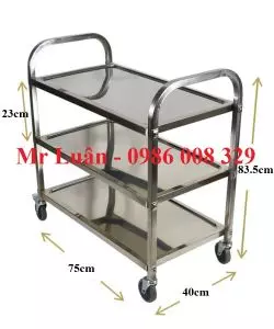 Xe đẩy thức ăn inox 3 tầng size nhỏ