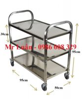 Xe đẩy thức ăn inox 3 tầng size lớn