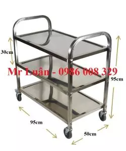 Xe đẩy thức ăn inox 3 tầng size lớn