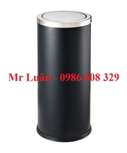 Thùng rác tròn nắp lật đen 30x61