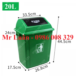 Thùng rác nhựa xanh nắp đẩy 20L