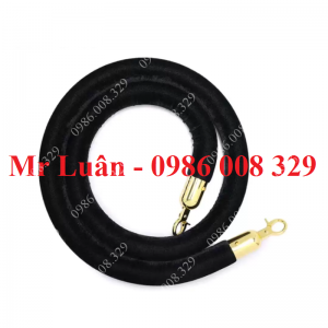 Dây nhung đen khóa vàng trụ chắn inox