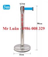 Cột chắn inox dây kéo 3m xanh