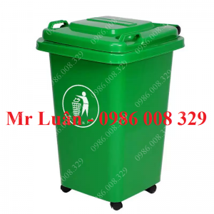 Thùng rác nhựa xanh 60L có bánh xe