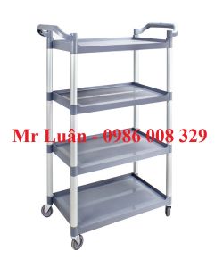 Xe đẩy phục vụ nhựa xám 4 tầng