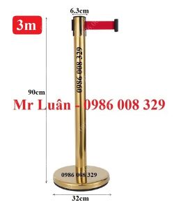 Cột chắn inox vàng dây 3m đỏ