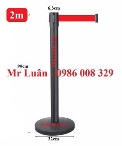 Trụ barie đen dây kéo căng 2m đỏ