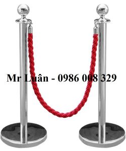 Trụ barrier inox dây thừng bện đỏ