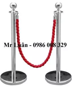 Trụ barrier inox dây thừng bện đỏ