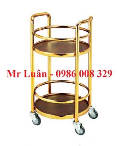 Xe đẩy phục vụ rượu inox vàng 068A