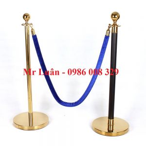 Trụ inox vàng dây nhung xanh