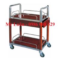 Xe đẩy rượu inox trắng có ngăn kéo